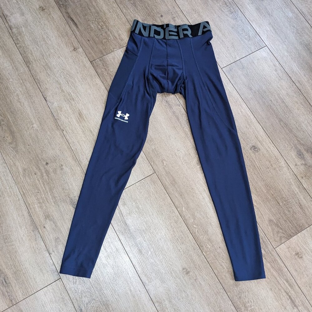 Under Armour Heatgear Mens Jock Spandex Tights Compression Pants Blue Pocket S
